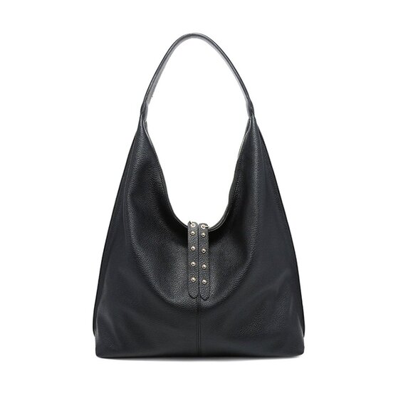 Handbags - Large Black Pebbled Vegan Leather Hobo Bag